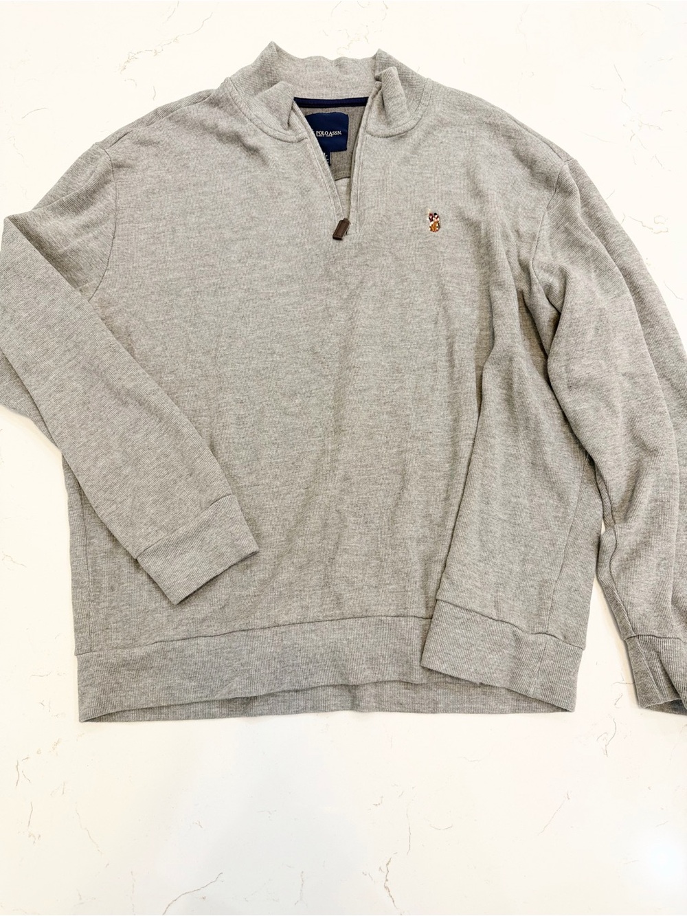 U.S. Polo Assn. Light Gray Quarter-Zip Sweater